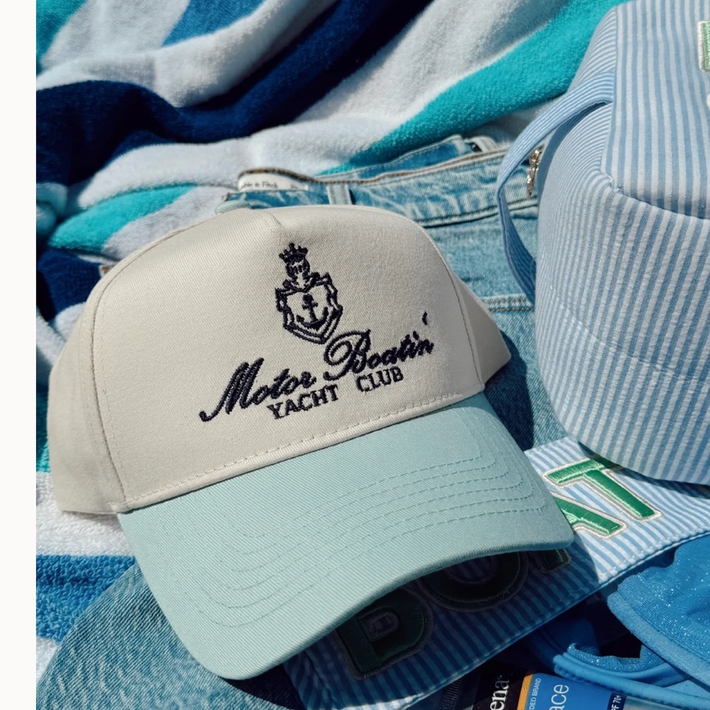 Cream and Blue Hat